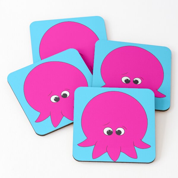 Item preview, Pink cartoonish round octopus sad face designed and sold by BrachiaST.