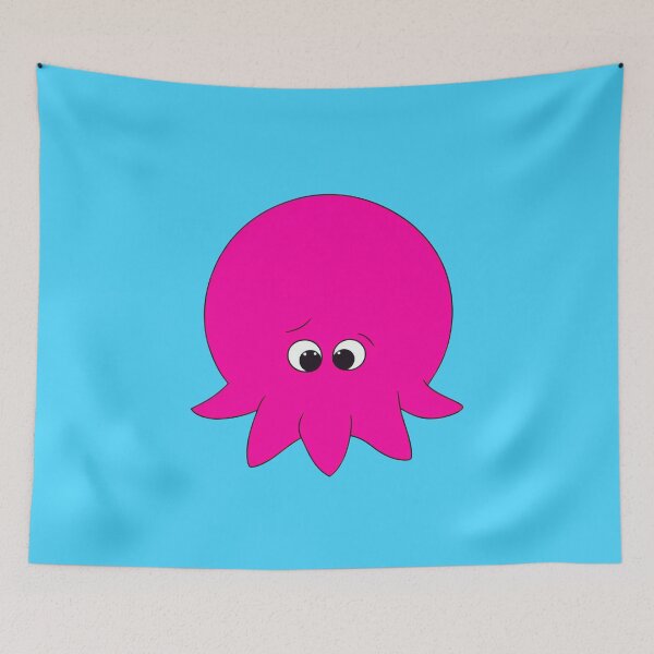 Item preview, Pink cartoonish round octopus sad face designed and sold by BrachiaST.