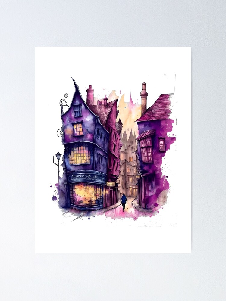 The Alley - Watercolor Art - Fantasy - Harry Sticker for Sale by Fenay  Designs