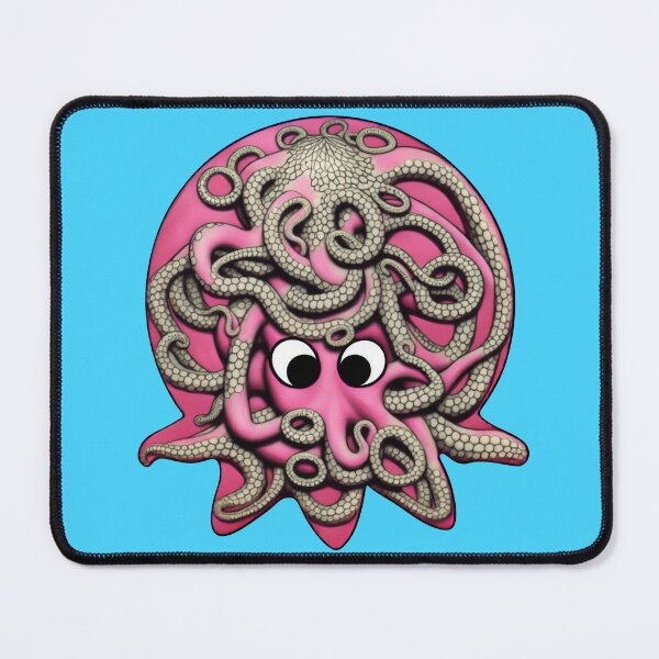 Item preview, Rose pink cartoonish round octopus with Sumerian style adornments I designed and sold by BrachiaST.