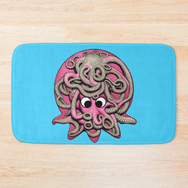 Item preview, Rose pink cartoonish round octopus with Sumerian style adornments I designed and sold by BrachiaST.