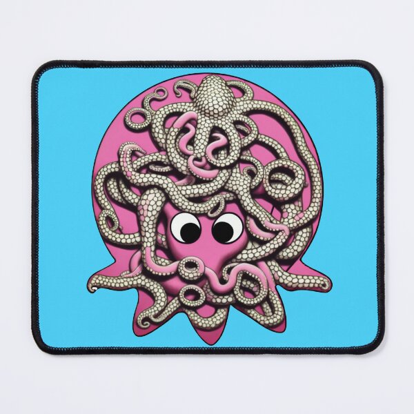 Item preview, Rose pink cartoonish round octopus with Sumerian style adornments II designed and sold by BrachiaST.