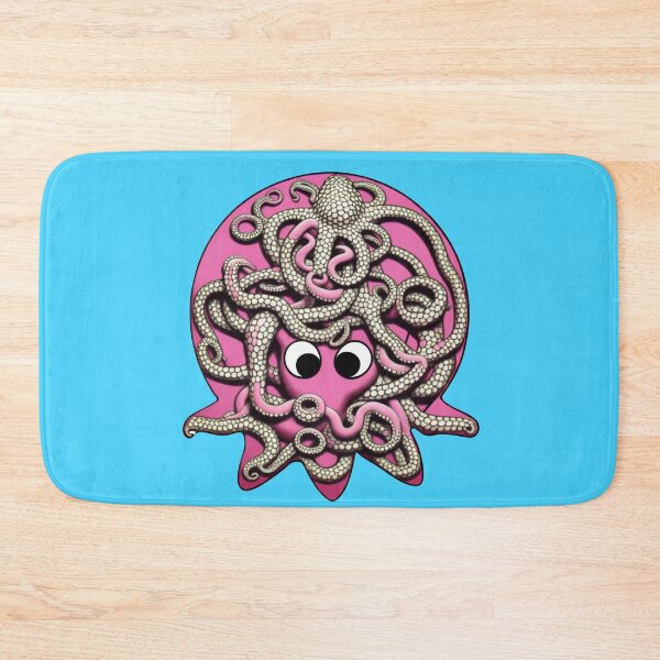 Item preview, Rose pink cartoonish round octopus with Sumerian style adornments II designed and sold by BrachiaST.