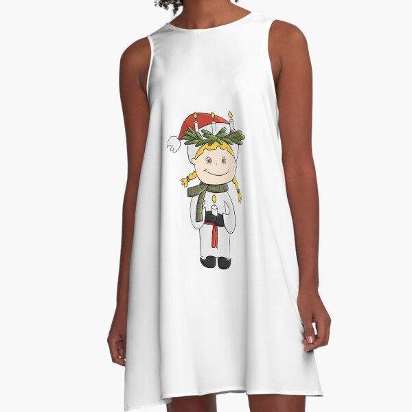 Blond Christmas Elf as Lucia A-Line Dress
