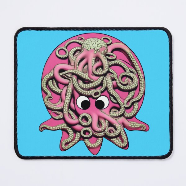Item preview, Rose pink cartoonish round octopus with Sumerian style adornments IV designed and sold by BrachiaST.