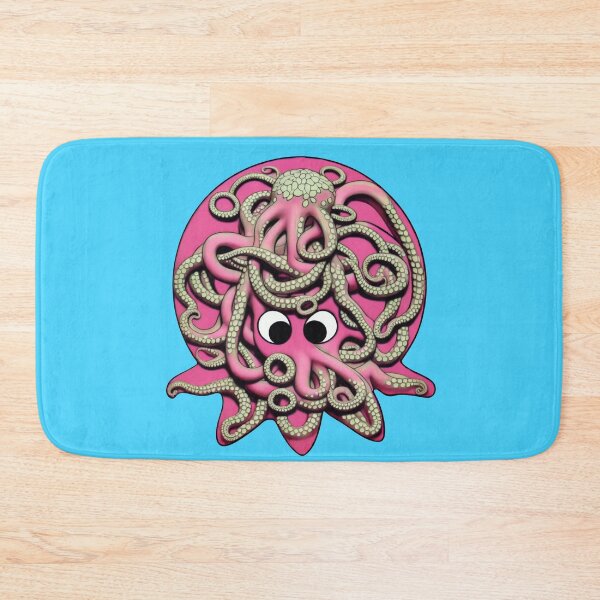 Item preview, Rose pink cartoonish round octopus with Sumerian style adornments IV designed and sold by BrachiaST.