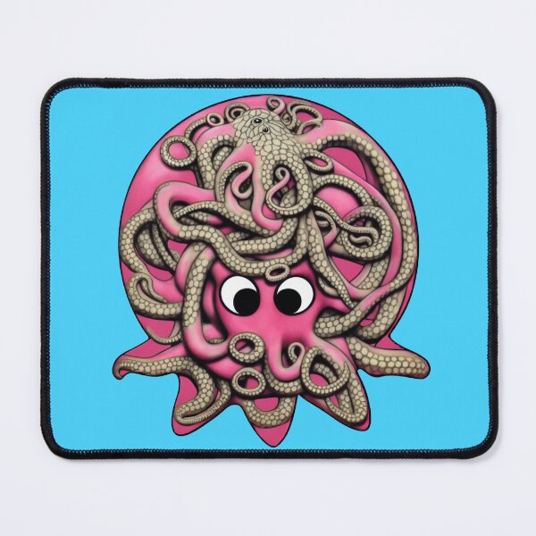 Item preview, Rose pink cartoonish round octopus with Sumerian style adornments V designed and sold by BrachiaST.