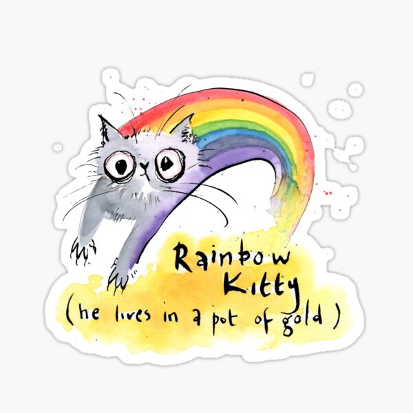 Rainbow Kitty - he lives in a Pot of Gold Sticker