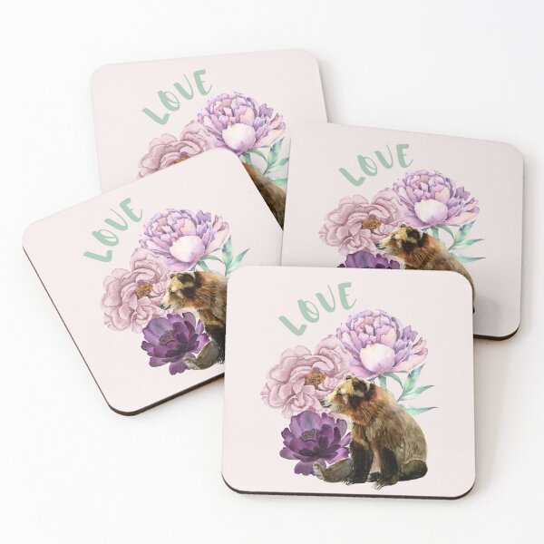 Item preview, Whimsical Bear and Peonies Love, Watercolor  designed and sold by BohemiWANDERS.