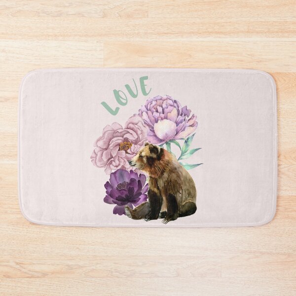 Item preview, Whimsical Bear and Peonies Love, Watercolor  designed and sold by BohemiWANDERS.