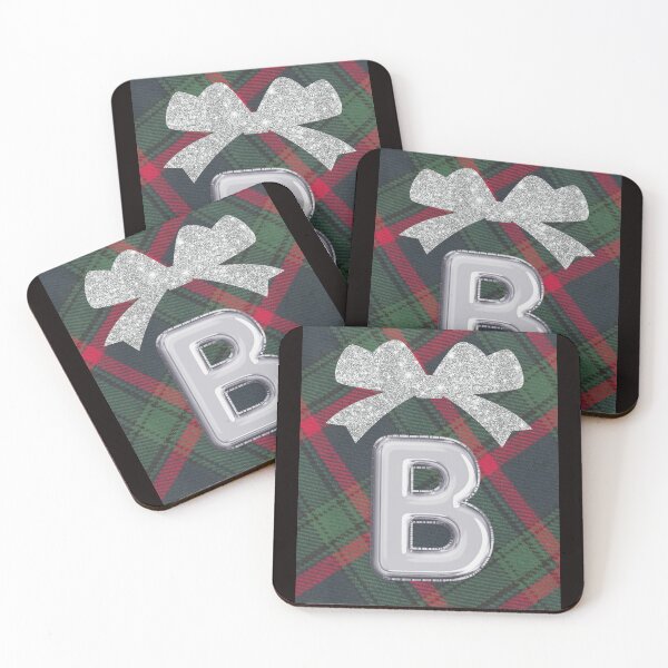 Item preview, Glorious Red and Green Plaid with Glittering Bow and Puff Initial-B designed and sold by SunMoonBeyond.