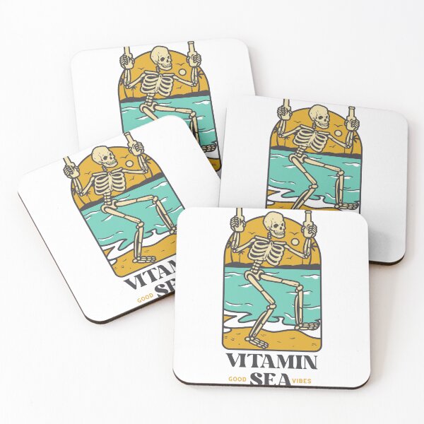 Aperçu de l'œuvre Squelette dansant Vitamin Sea Good Vibes créée et vendue par shirtshoppe.