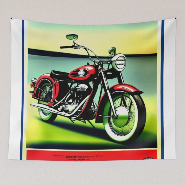 Item preview, Vintage Red Motorcycle Poster designed and sold by BAYFAIRE.