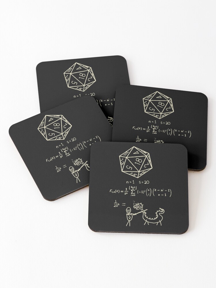 Thumbnail 1 of 5, Coasters (Set of 4), The science of 20 sided dice. designed and sold by graffd02.