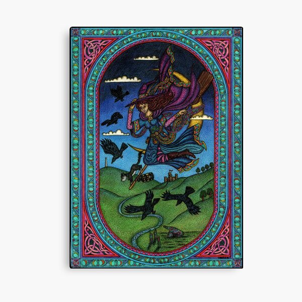 The witch and the ravens Canvas Print