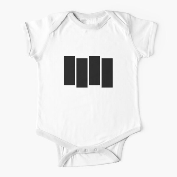 Black F Short Sleeve Baby One-Piece