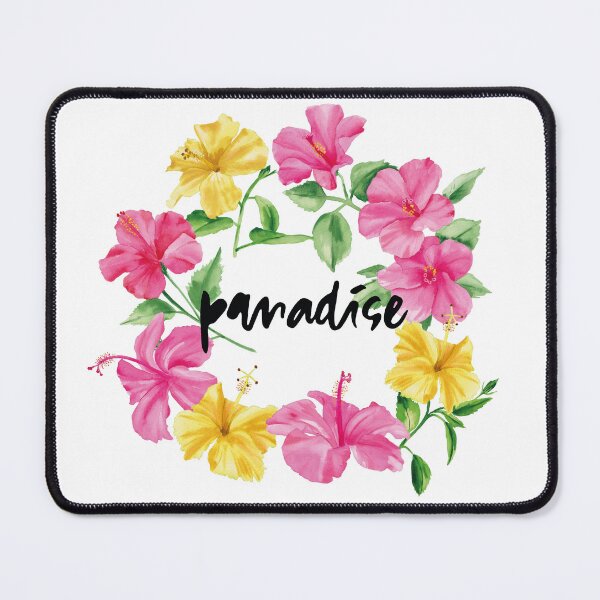 Item preview, Pink and Yellow Hibiscus flowers paradise design designed and sold by Sara Brenton.