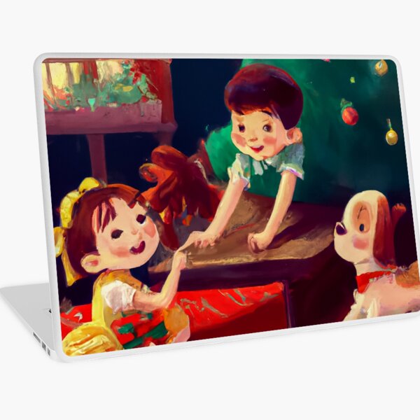 Children Opening Christmas Presents Laptop Skin