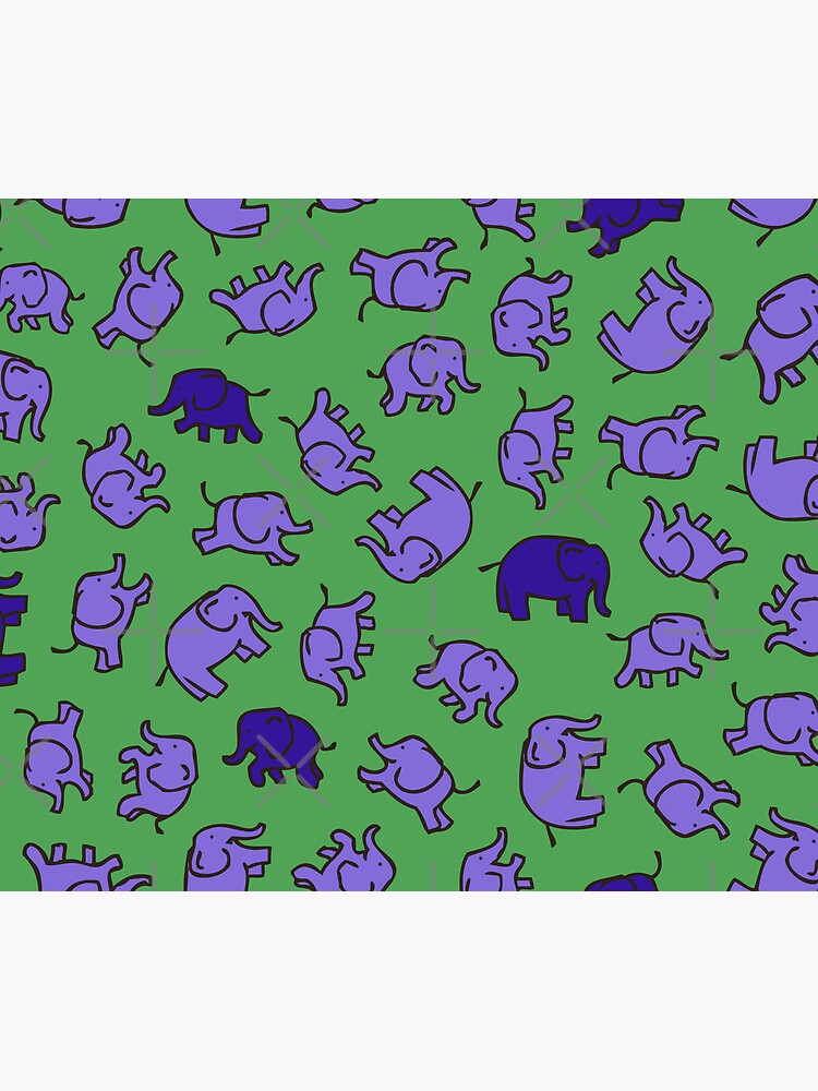 Elephants - Lilac and Blue on Green - cute, fun pattern by Cecca Designs by Cecca-Designs