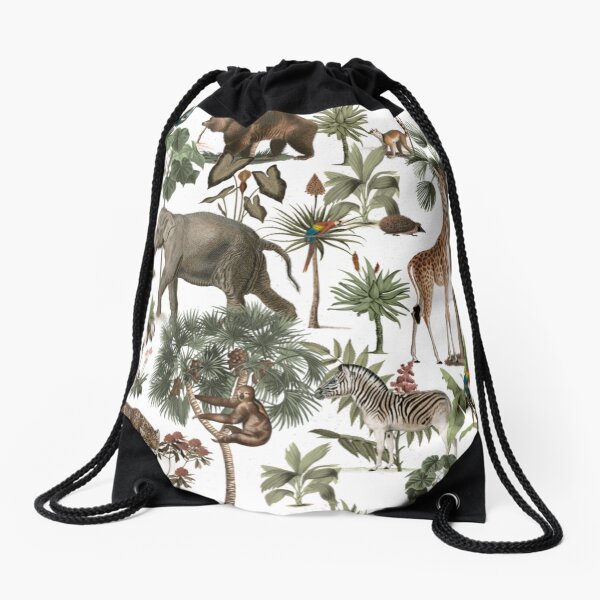 Jungle wild animals pattern Drawstring Bag