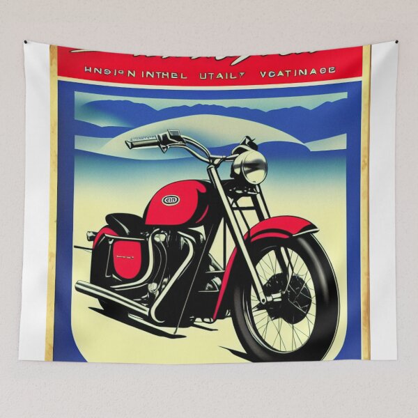 Item preview, 80s Vintage Red Motorcycle Poster designed and sold by BAYFAIRE.