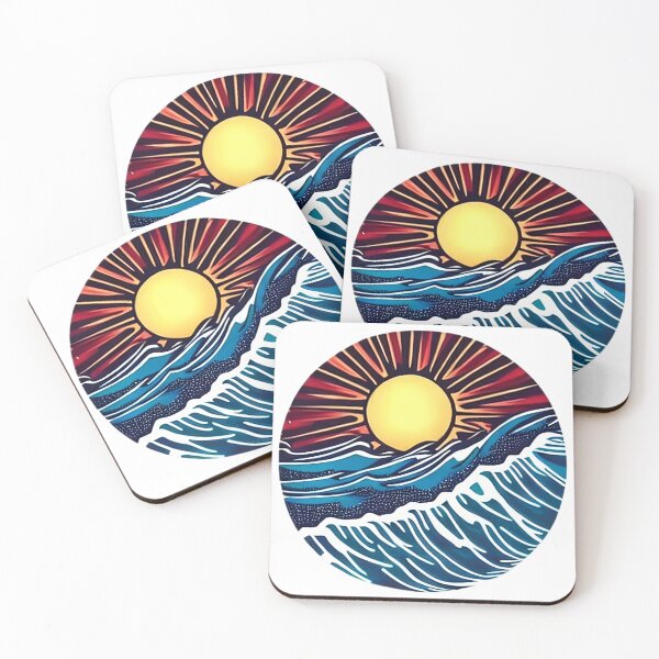 Item preview, Wave & Sun Sticker designed and sold by MuffinMeng ⭐⭐⭐⭐⭐.