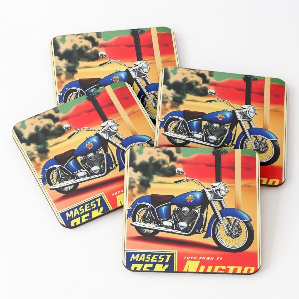 Item preview, Vintage Metallic Blue Motorcycle Poster designed and sold by BAYFAIRE.