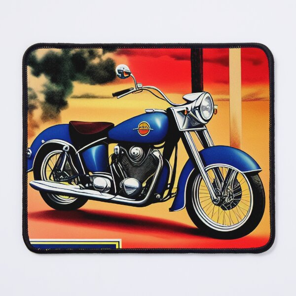 Item preview, Vintage Metallic Blue Motorcycle Poster designed and sold by BAYFAIRE.