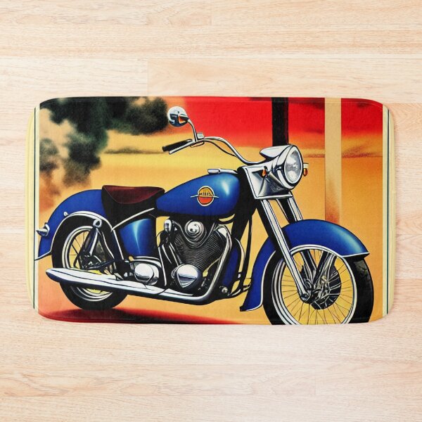 Item preview, Vintage Metallic Blue Motorcycle Poster designed and sold by BAYFAIRE.