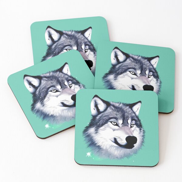Item preview, Cute wolf with green background designed and sold by The Love Quill.