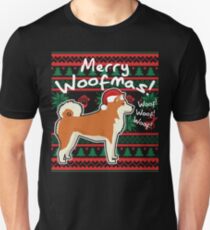 Akita Inu Merry Woofmas, Ugly Christmas Sweater Unisex T-Shirt