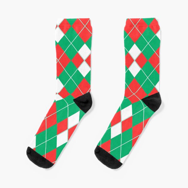 Item preview, Festive White, Red and Green Christmas Argyle designed and sold by SOCKSbySBD.
