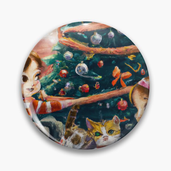 Siblings and Cat on Christmas Morning Pin