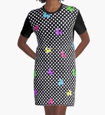 Polka-Dog Balloon Dog in Rainbow Graphic T-Shirt Dress