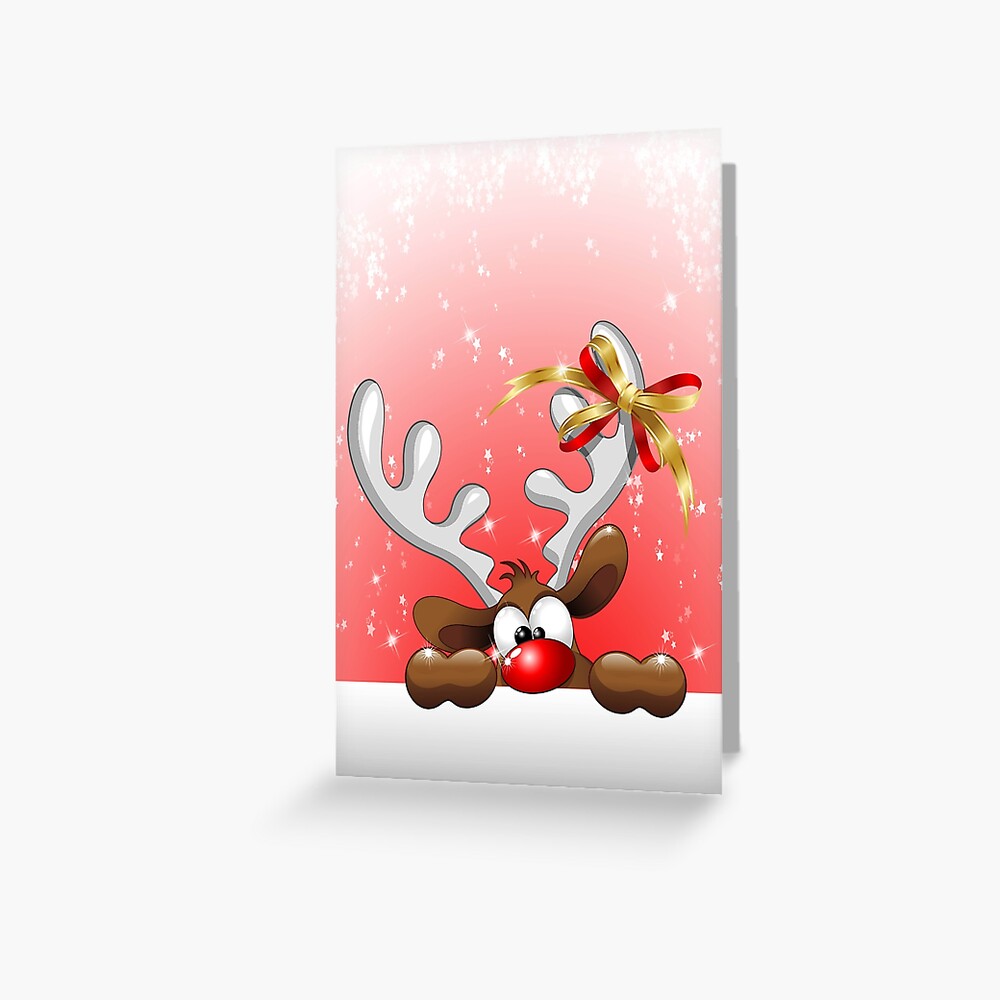 Funny Christmas Reindeer Cartoon Greeting Card