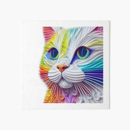 Diamond Painting Cat Eating Cute Rainbow Color Design Embroidery