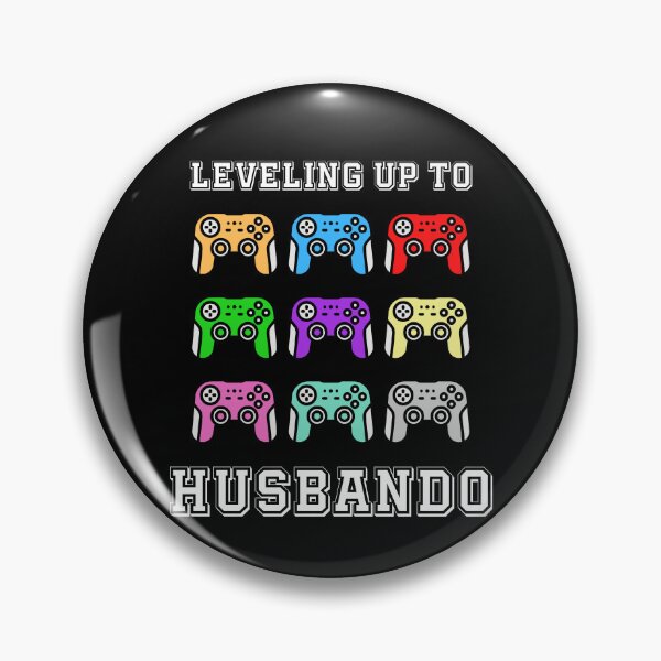 Item preview, leveling up to Husbando, comic gamer, new husband, engagement, bachelor party, stag night, retro controllers, vintage colours designed and sold by allycat57.