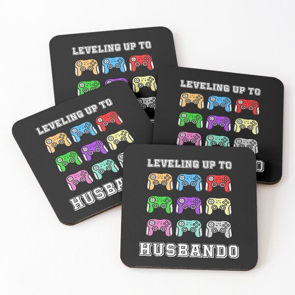 Item preview, leveling up to Husbando, comic gamer, new husband, engagement, bachelor party, stag night, retro controllers, vintage colours designed and sold by allycat57.