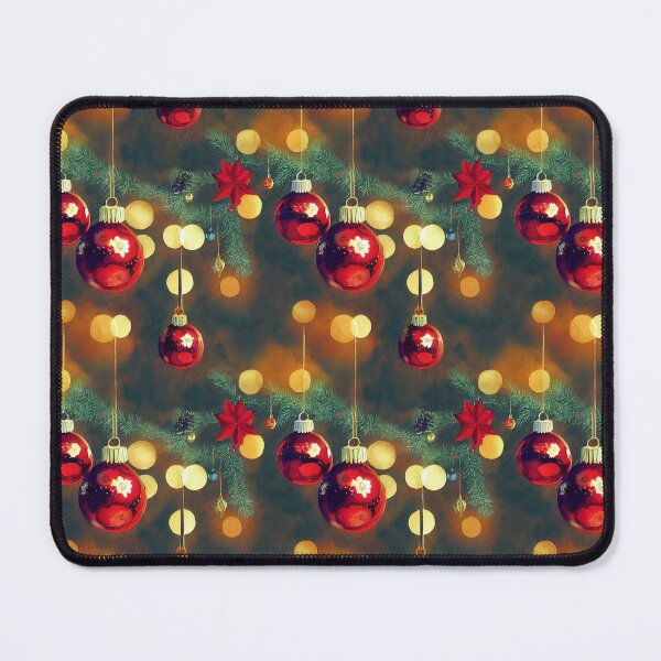 Item preview, Watercolor Christmas Tree with Ball Ornaments and Lights Bokeh designed and sold by VintageFlorals.