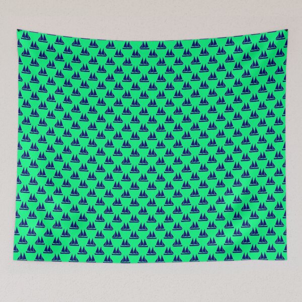 Item preview, Lime Neon Bright Green and Navy Sail Boats designed and sold by ChristinasMess.
