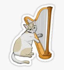Calico Cat Plays the Harp Sticker