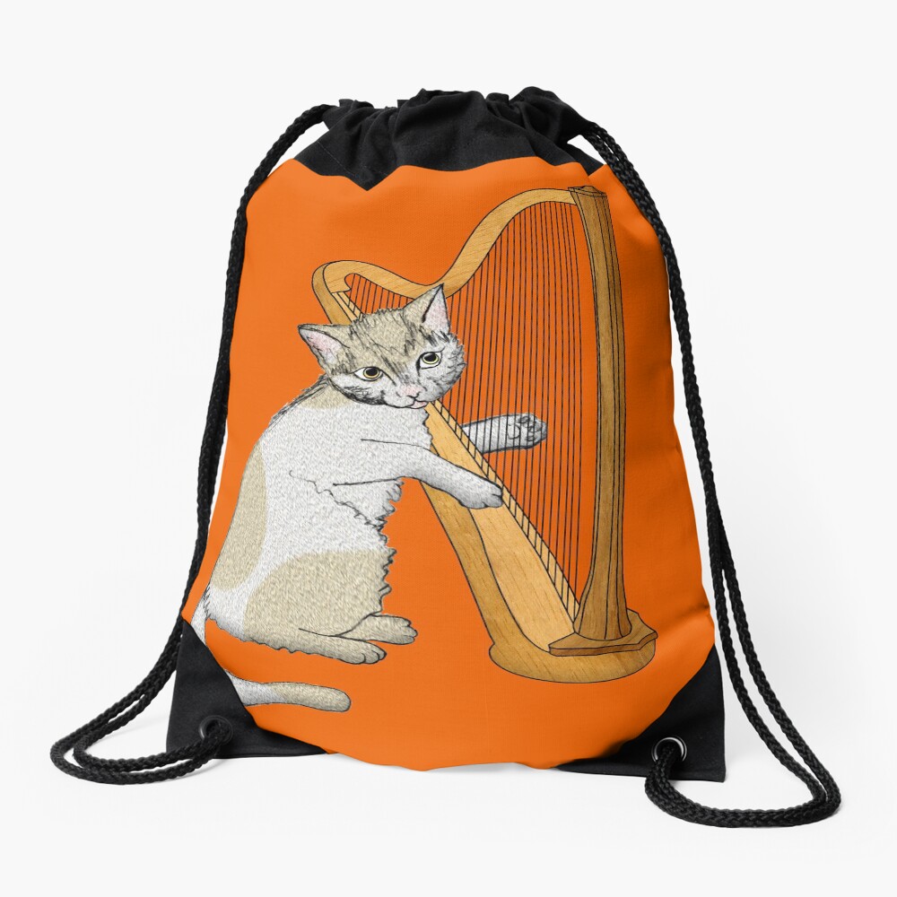 ＊韓国＊［NAVIVERSE］Cat String Bag 2color Calico Cat Plays the Harp