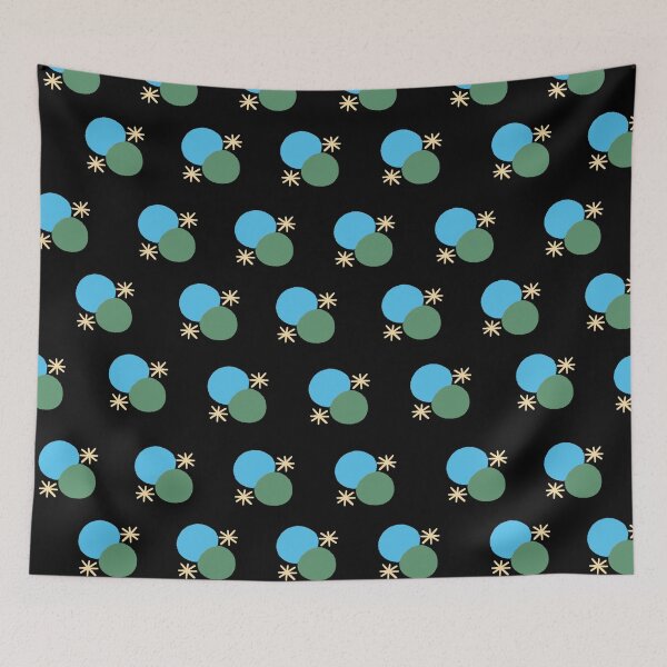 Item preview, Green and Blue on Black - Painted Geometrics - Circles and Asterisks designed and sold by dKarthdesign.