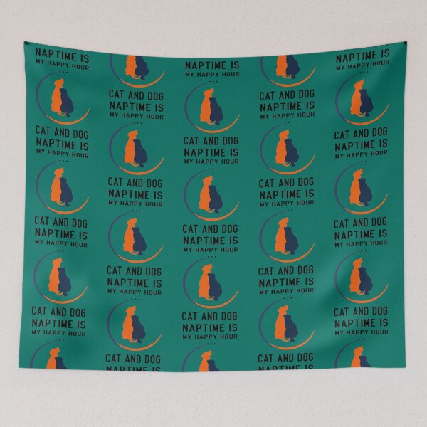 Item preview, Cat And Dog Naptime Is My Happy Hour Funny  Cat and Dog lover     designed and sold by NoahQuestDesign.