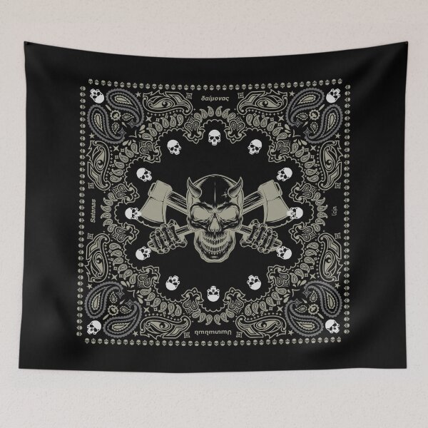 Item preview, Satan, composition with skulls and hatchets. designed and sold by Pekapeka of NZ.