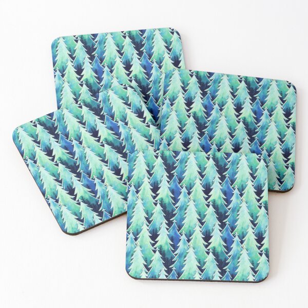 Item preview, Watercolor Blue and White Christmas Trees designed and sold by VintageFlorals.