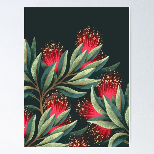 Item preview, Pohutukawa - Red / Natural Green designed and sold by Andrea Muller.