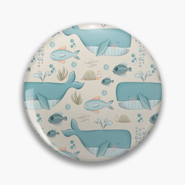 Item preview, Whale Pattern with Little Fishes and Bubbles designed and sold by SixelaDesign.