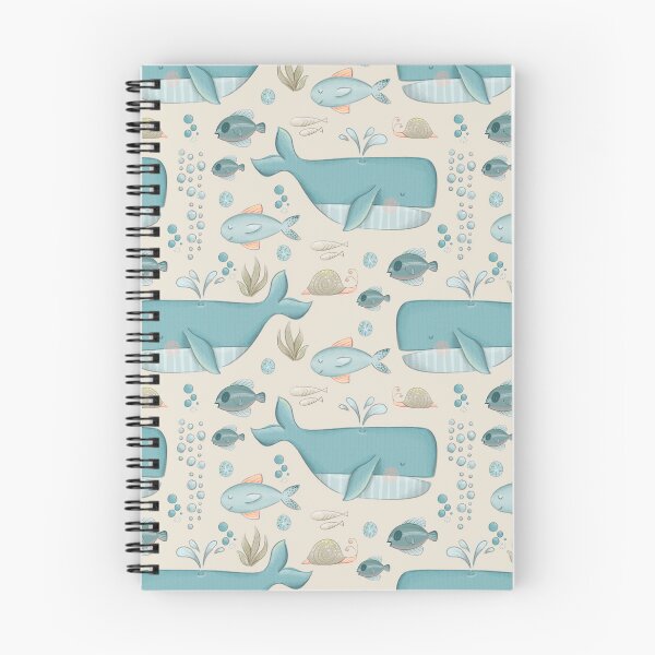 Item preview, Whale Pattern with Little Fishes and Bubbles designed and sold by SixelaDesign.