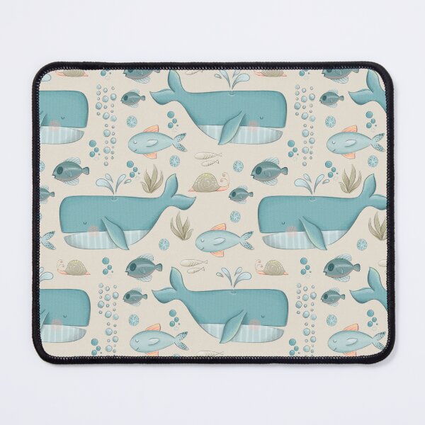 Item preview, Whale Pattern with Little Fishes and Bubbles designed and sold by SixelaDesign.
